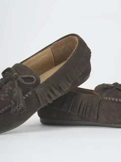 Mocassini tacco 1cm camoscio testa