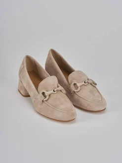 Mocassini tacco 3cm camoscio rosa