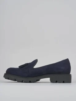 Mocassini tacco 2cm camoscio blu