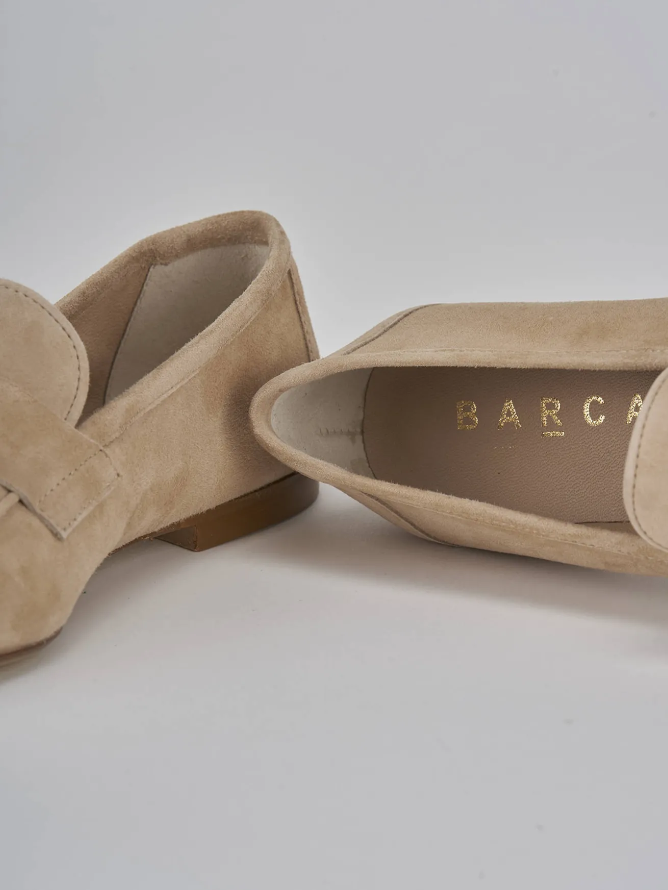 Mocassini tacco 1cm camoscio marrone