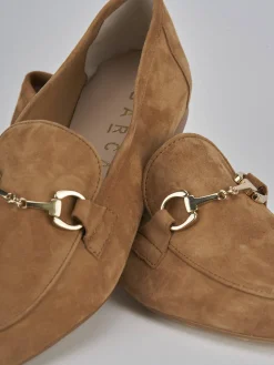 Mocassini tacco 1cm camoscio marrone