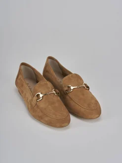 Mocassini tacco 1cm camoscio marrone