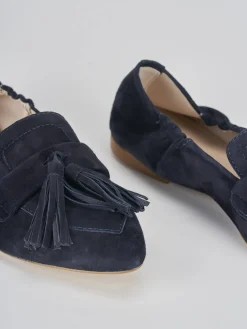 Mocassini tacco 1cm camoscio blu