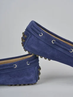 Mocassini tacco 1cm camoscio blu