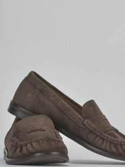 Mocassini tacco 1cm camoscio testa