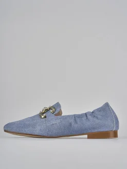 Mocassini tacco 1cm camoscio jeans