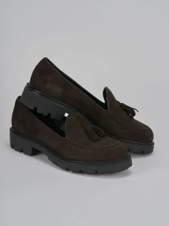 Mocassini tacco 2cm camoscio testa