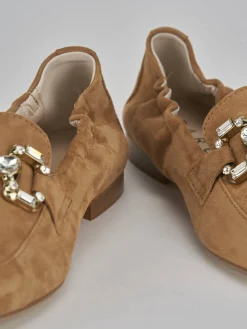 Mocassini tacco 1cm camoscio marrone