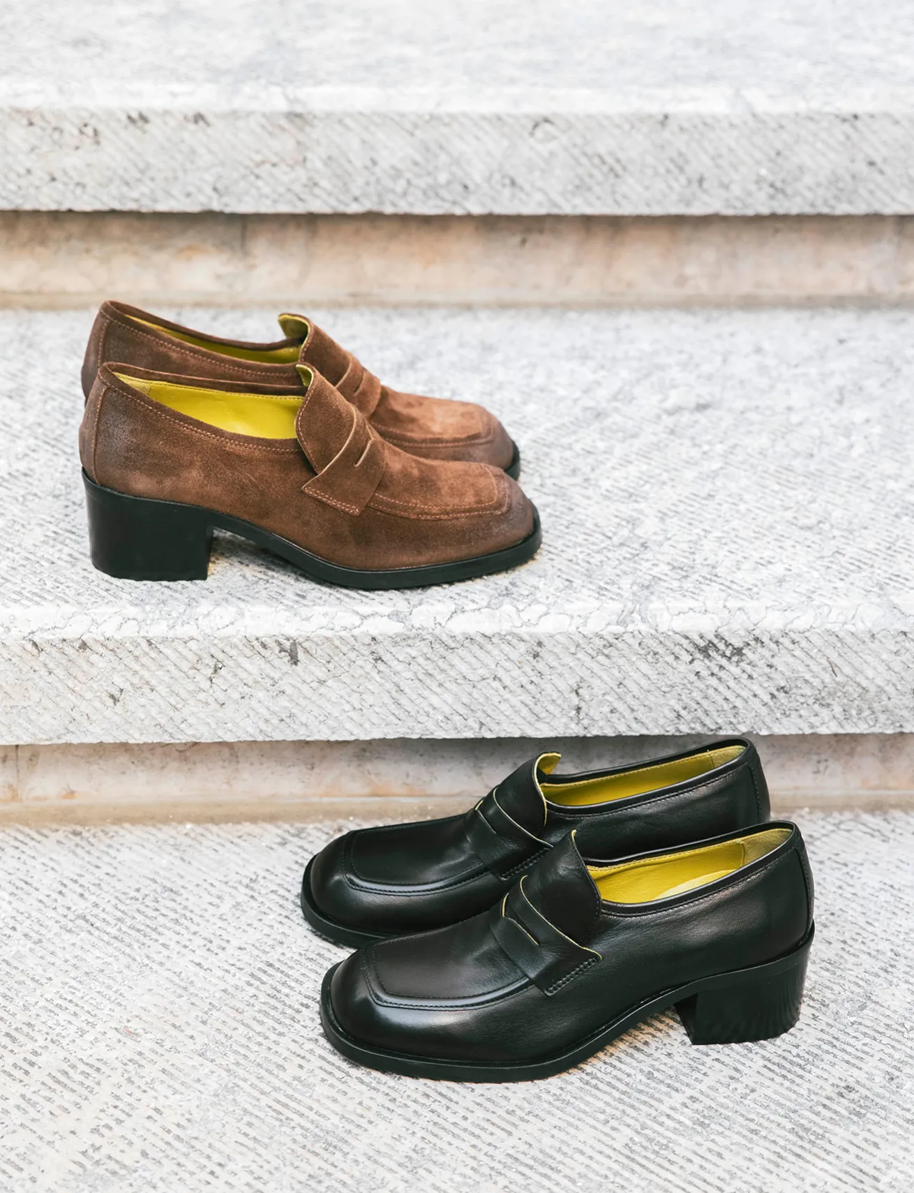 Mocassini tacco 4cm camoscio testa