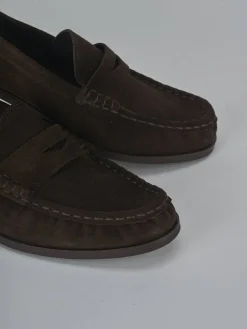 Mocassini tacco 2cm camoscio testa