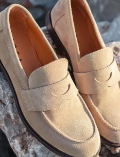 Mocassini tacco 1cm camoscio beige