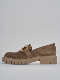 Mocassini tacco 2cm camoscio marrone