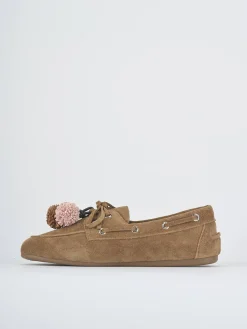 Mocassini tacco 1cm camoscio marrone