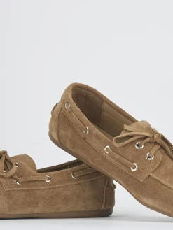 Mocassini tacco 1cm camoscio marrone