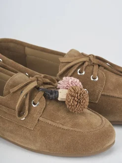 Mocassini tacco 1cm camoscio marrone