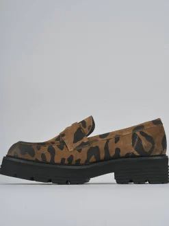 Mocassini tacco 2cm camoscio multicolor