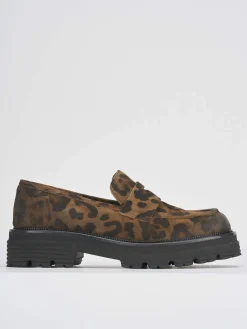 Mocassini tacco 2cm camoscio multicolor