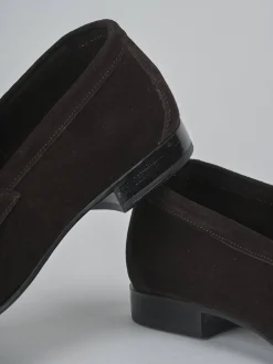 Mocassini tacco 1cm camoscio testa