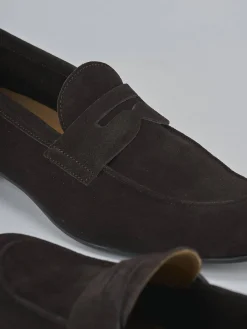 Mocassini tacco 1cm camoscio testa