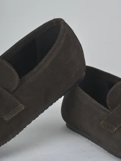 Mocassini tacco 1cm camoscio testa