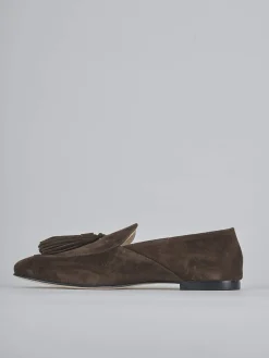 Mocassini tacco 1cm camoscio testa