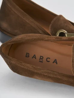 Mocassini tacco 1cm camoscio marrone