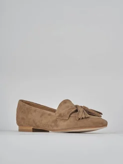 Mocassini tacco 1cm camoscio marrone