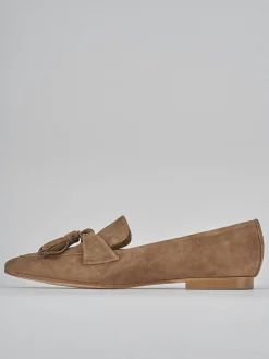 Mocassini tacco 1cm camoscio marrone