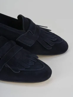 Mocassini tacco 1cm camoscio blu