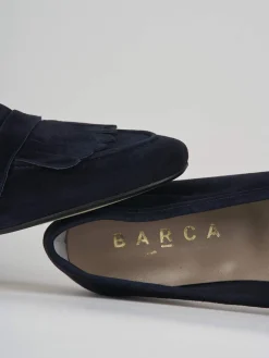 Mocassini tacco 1cm camoscio blu