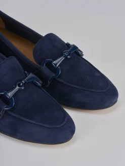 Mocassini tacco 3cm camoscio blu