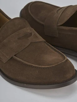 Mocassini tacco 1cm camoscio marrone