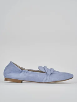 Mocassini tacco 1cm camoscio jeans