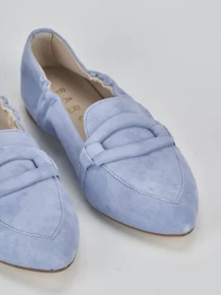 Mocassini tacco 1cm camoscio jeans