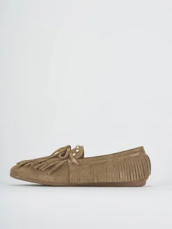 Mocassini tacco 1cm camoscio beige