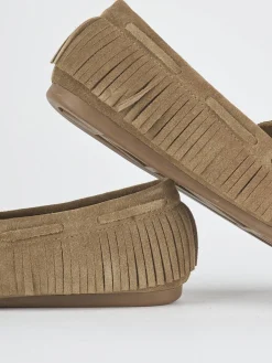 Mocassini tacco 1cm camoscio beige