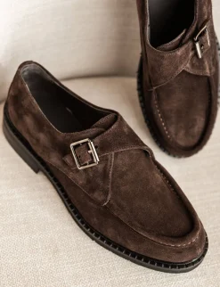 Mocassini tacco 1cm camoscio testa