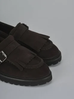 Mocassini tacco 2cm camoscio testa