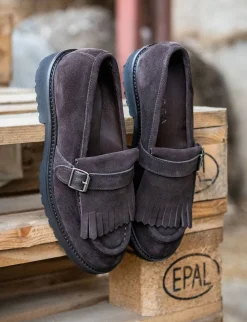 Mocassini tacco 2cm camoscio testa