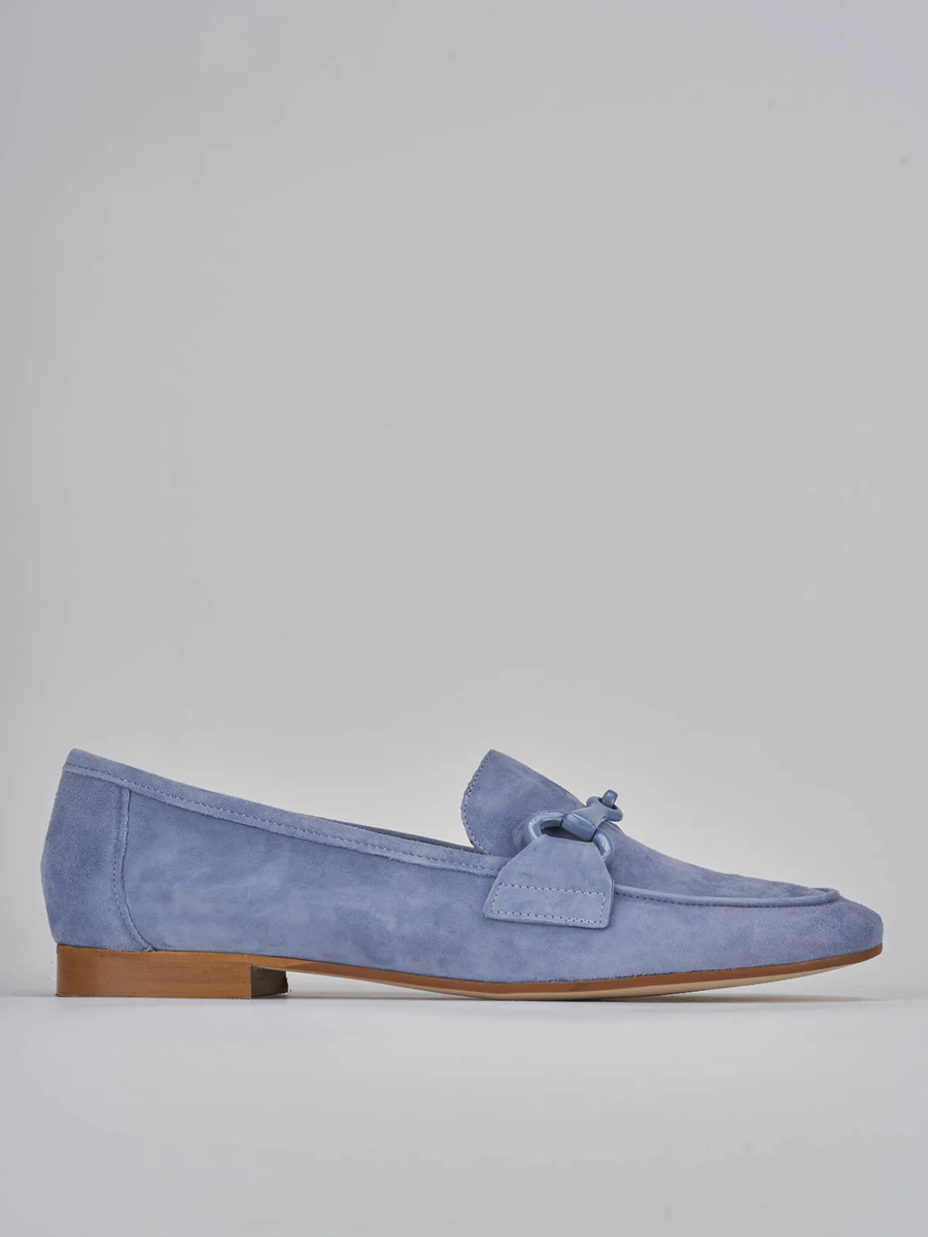 Mocassini tacco 1cm camoscio jeans