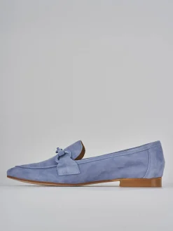 Mocassini tacco 1cm camoscio jeans