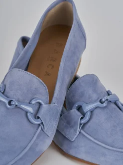 Mocassini tacco 1cm camoscio jeans