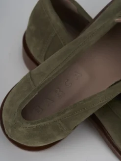 Mocassini tacco 2cm camoscio verde