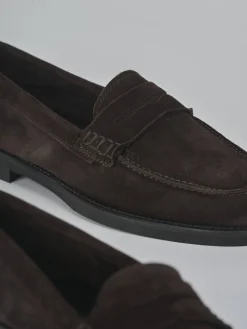 Mocassini tacco 1cm camoscio testa