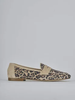 Mocassini tacco 1cm camoscio marrone