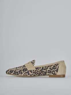 Mocassini tacco 1cm camoscio marrone