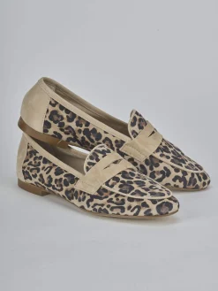 Mocassini tacco 1cm camoscio marrone