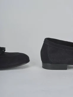 Mocassini tacco 1cm camoscio blu