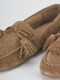 Mocassini tacco 1cm camoscio marrone