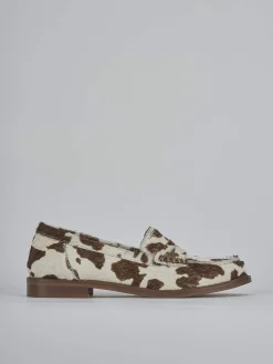 Mocassini tacco 1cm cavallino bianco